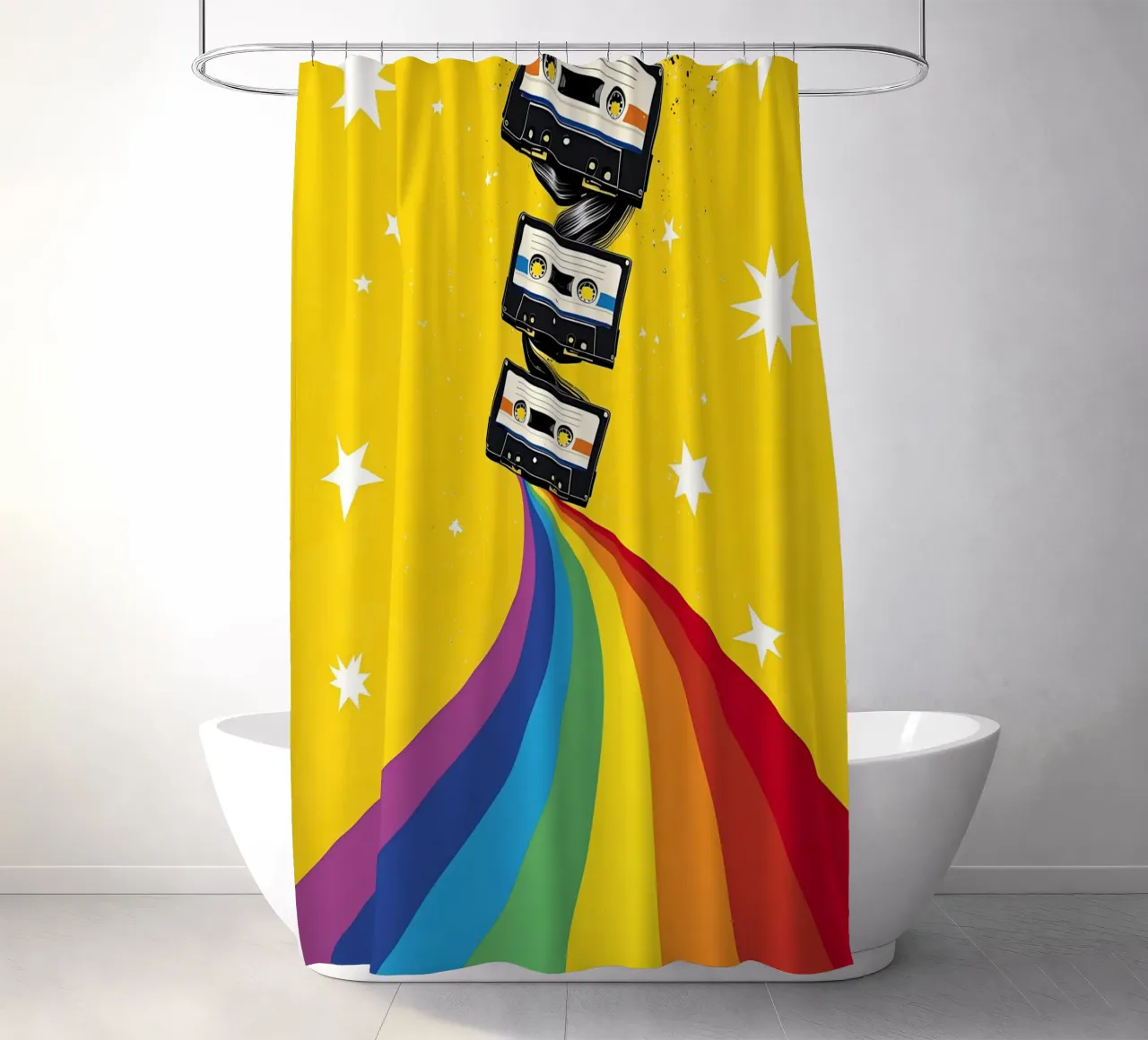 Cassetta arcobaleno - Pop Art tenda da doccia da ColorCrash Gallery