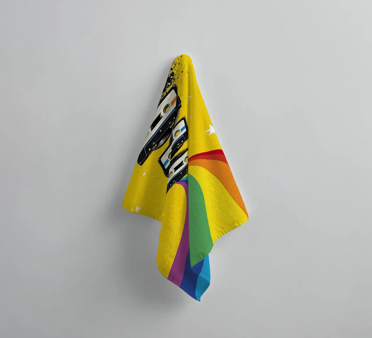 Cassetta arcobaleno - Pop Art asciugamano da bagno da ColorCrash Gallery