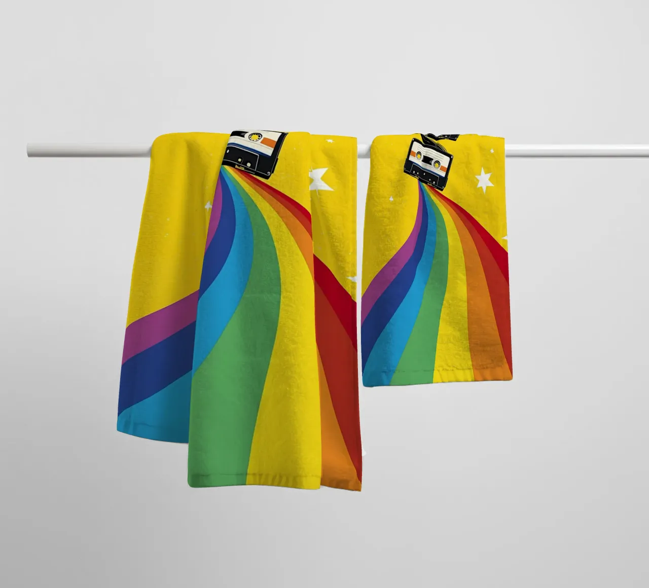 Cassetta arcobaleno - Pop Art asciugamano da bagno da ColorCrash Gallery