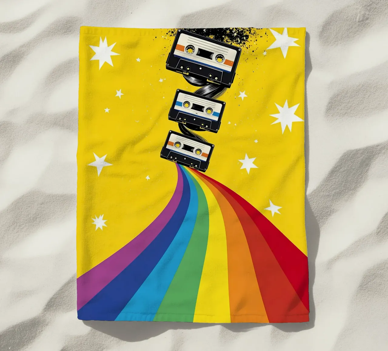Cassetta arcobaleno - Pop Art telo mare da ColorCrash Gallery