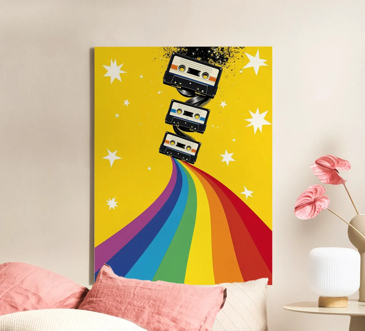 Cassetta arcobaleno - Pop Art tela da ColorCrash Gallery