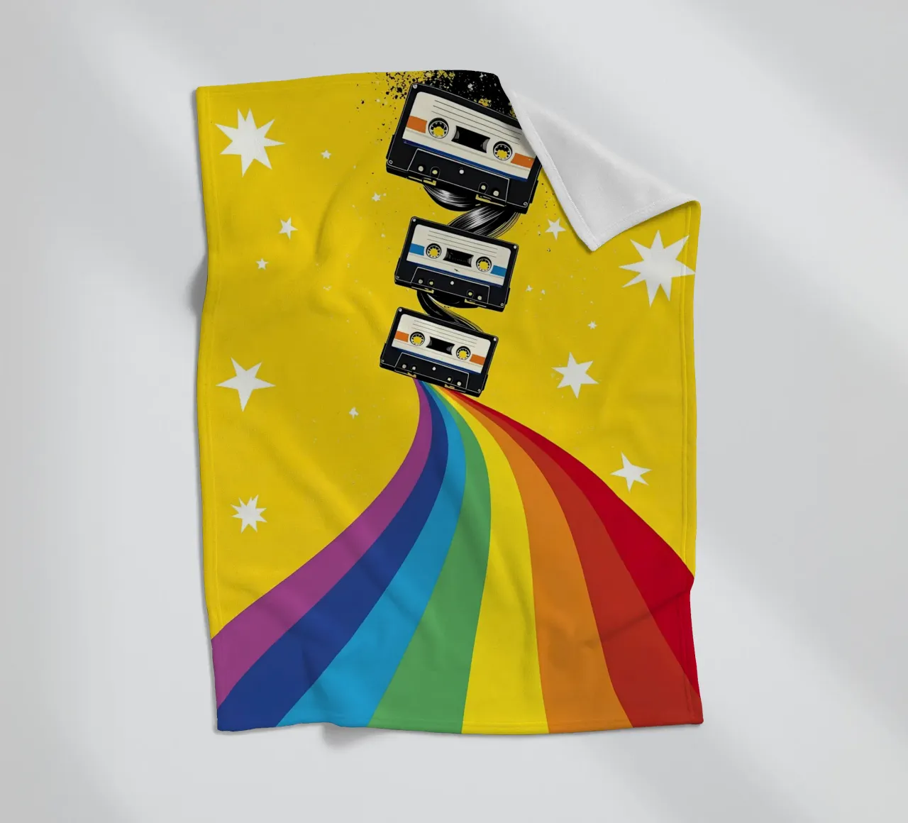 Cassetta arcobaleno - Pop Art coperta in pile da ColorCrash Gallery