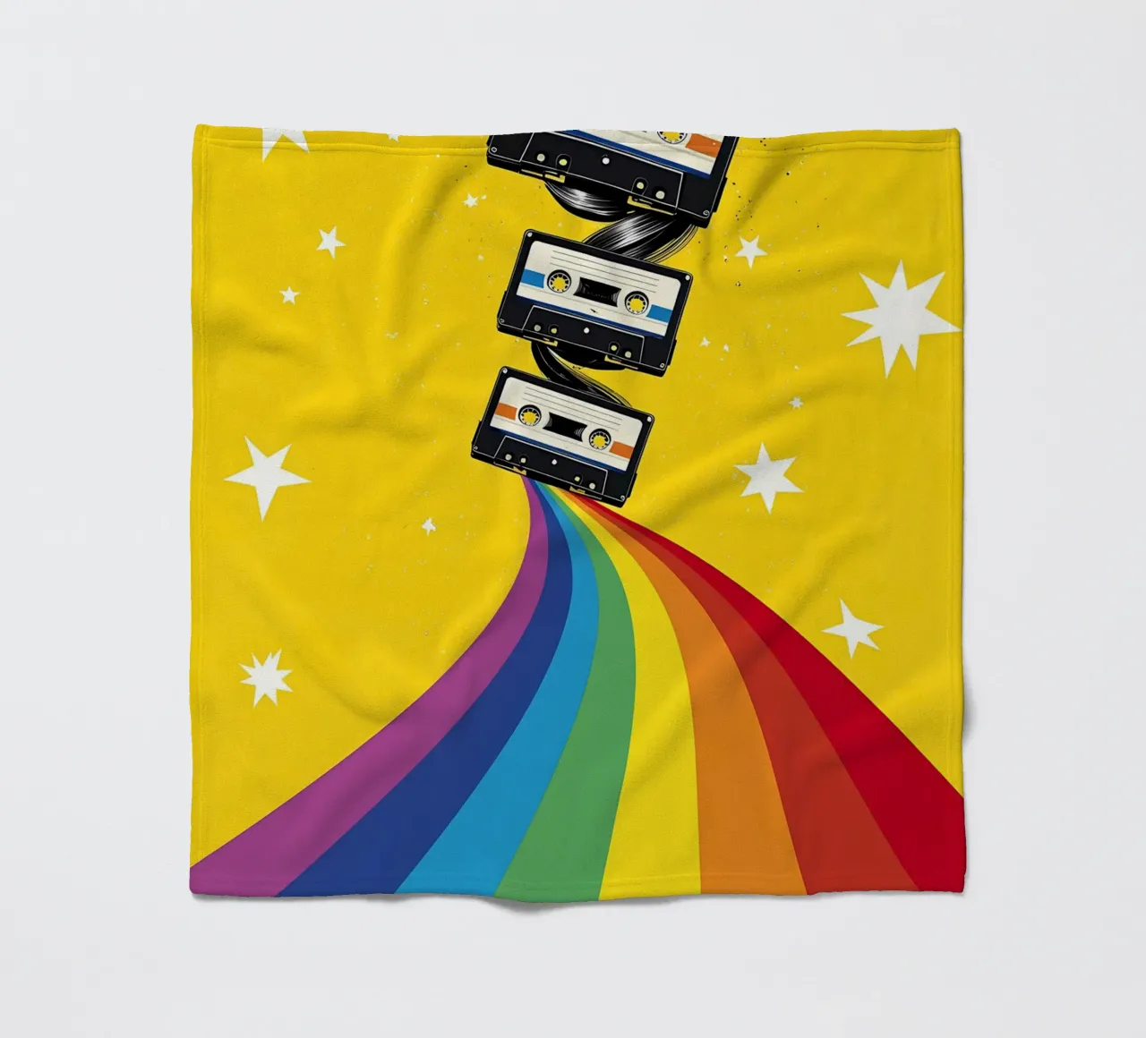 Cassetta arcobaleno - Pop Art coperta in pile da ColorCrash Gallery
