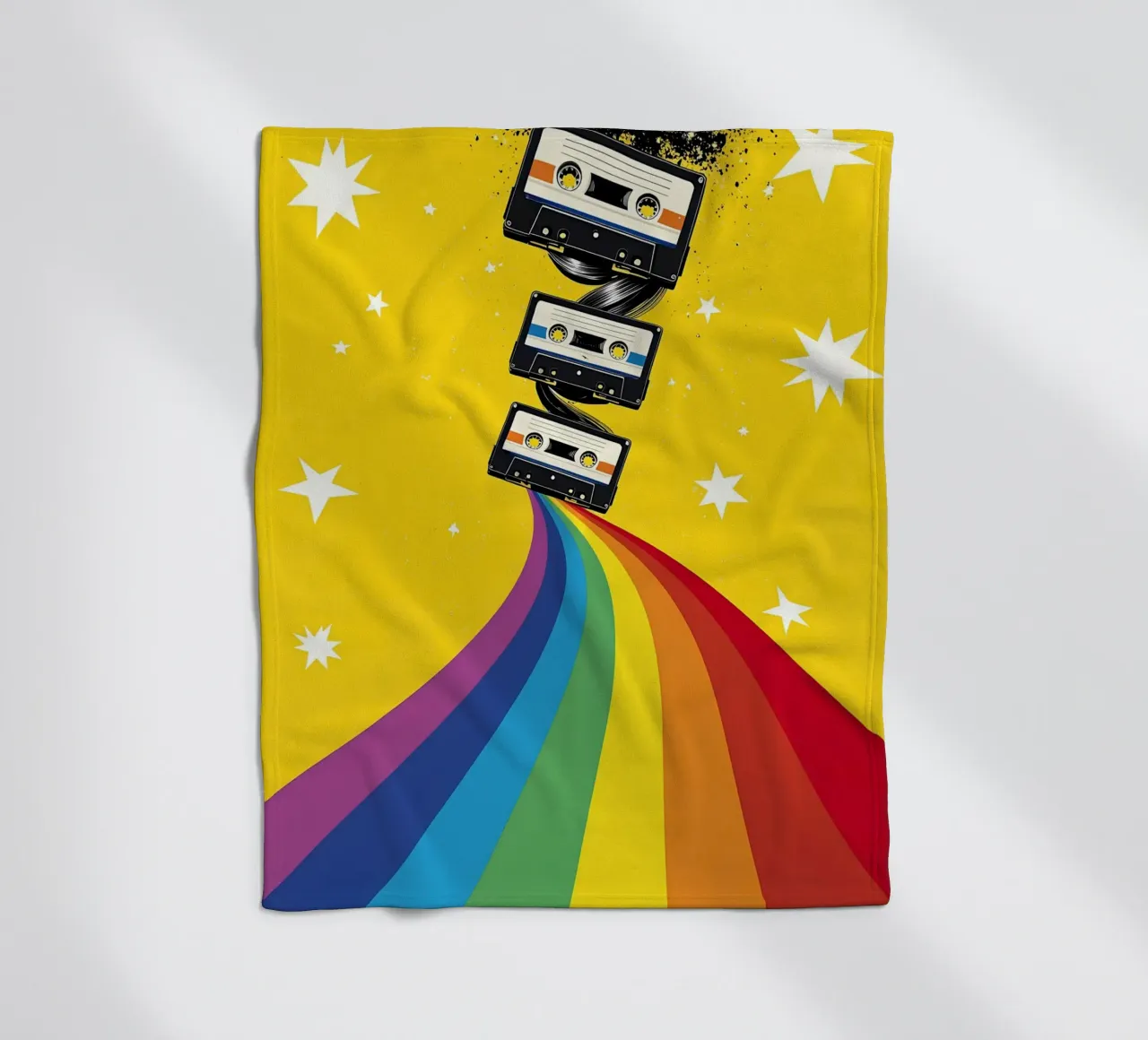 Cassetta arcobaleno - Pop Art coperta in pile da ColorCrash Gallery