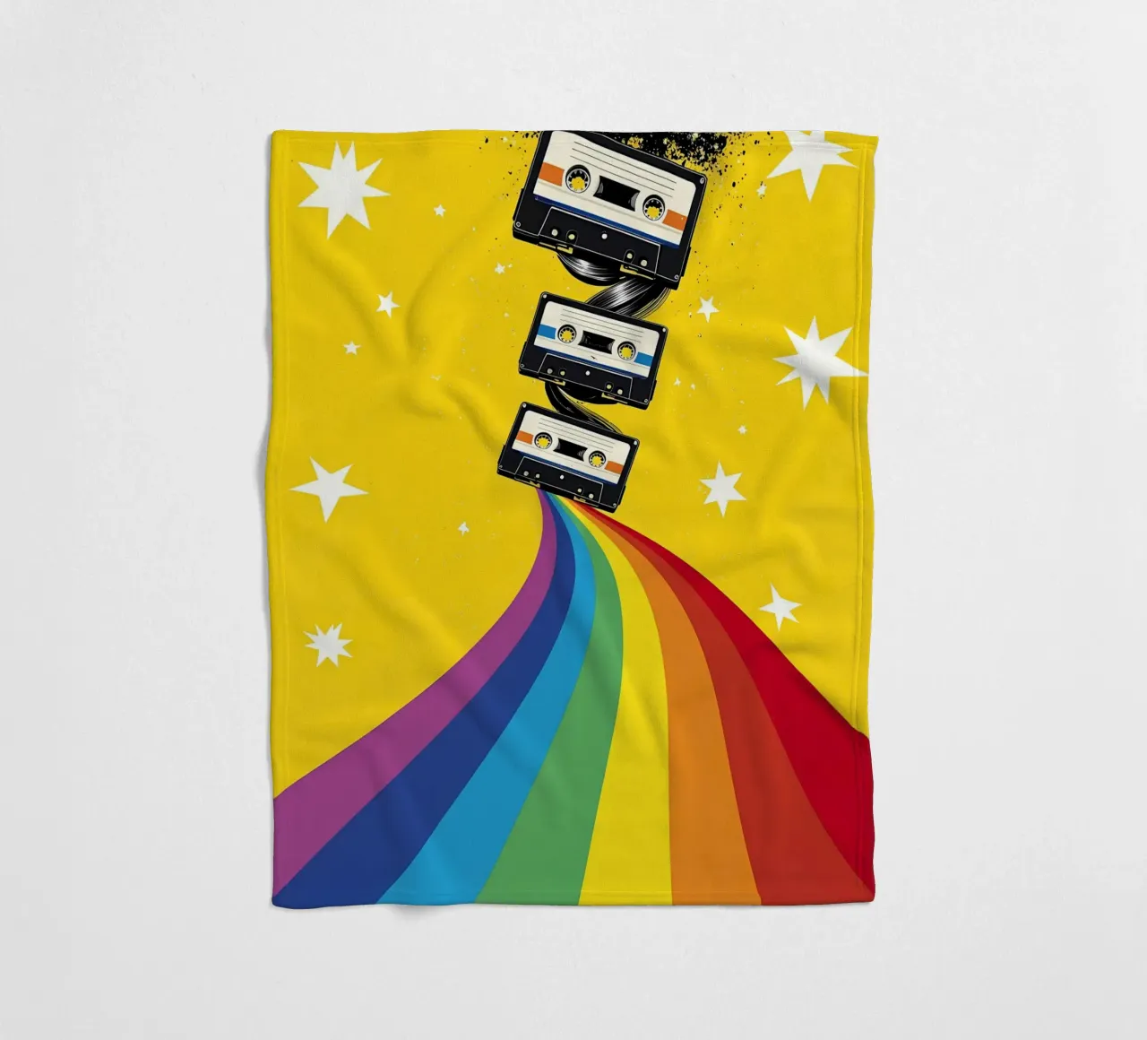 Cassetta arcobaleno - Pop Art coperta in pile da ColorCrash Gallery