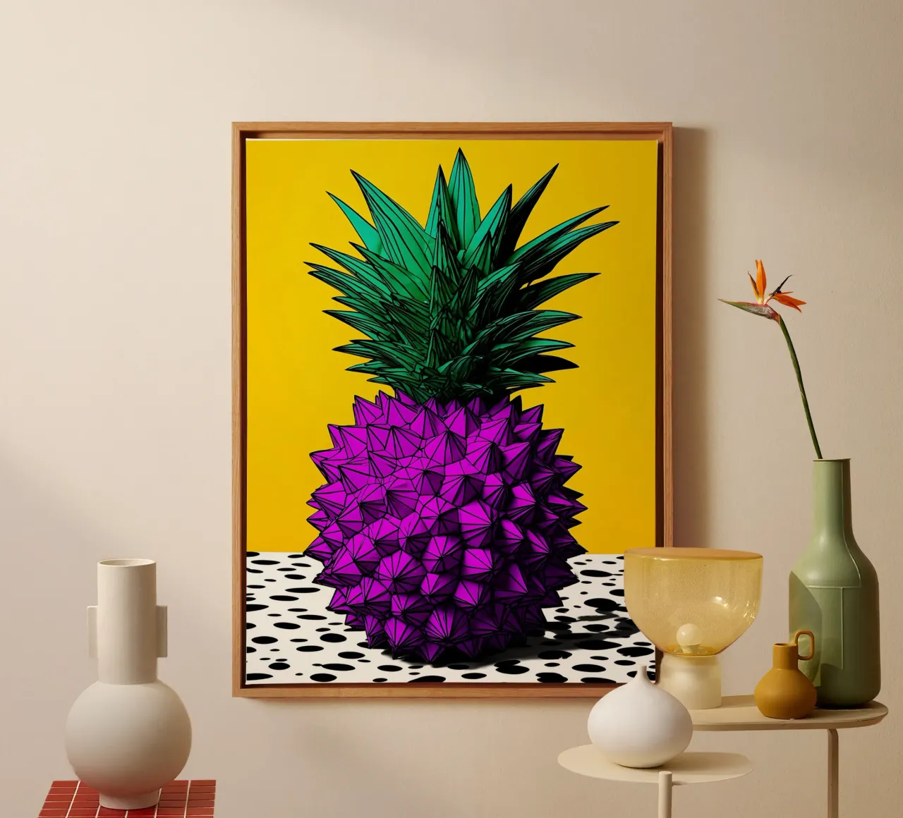 Ananas - Pop Art canvas met Baklijst van ColorCrash Gallery