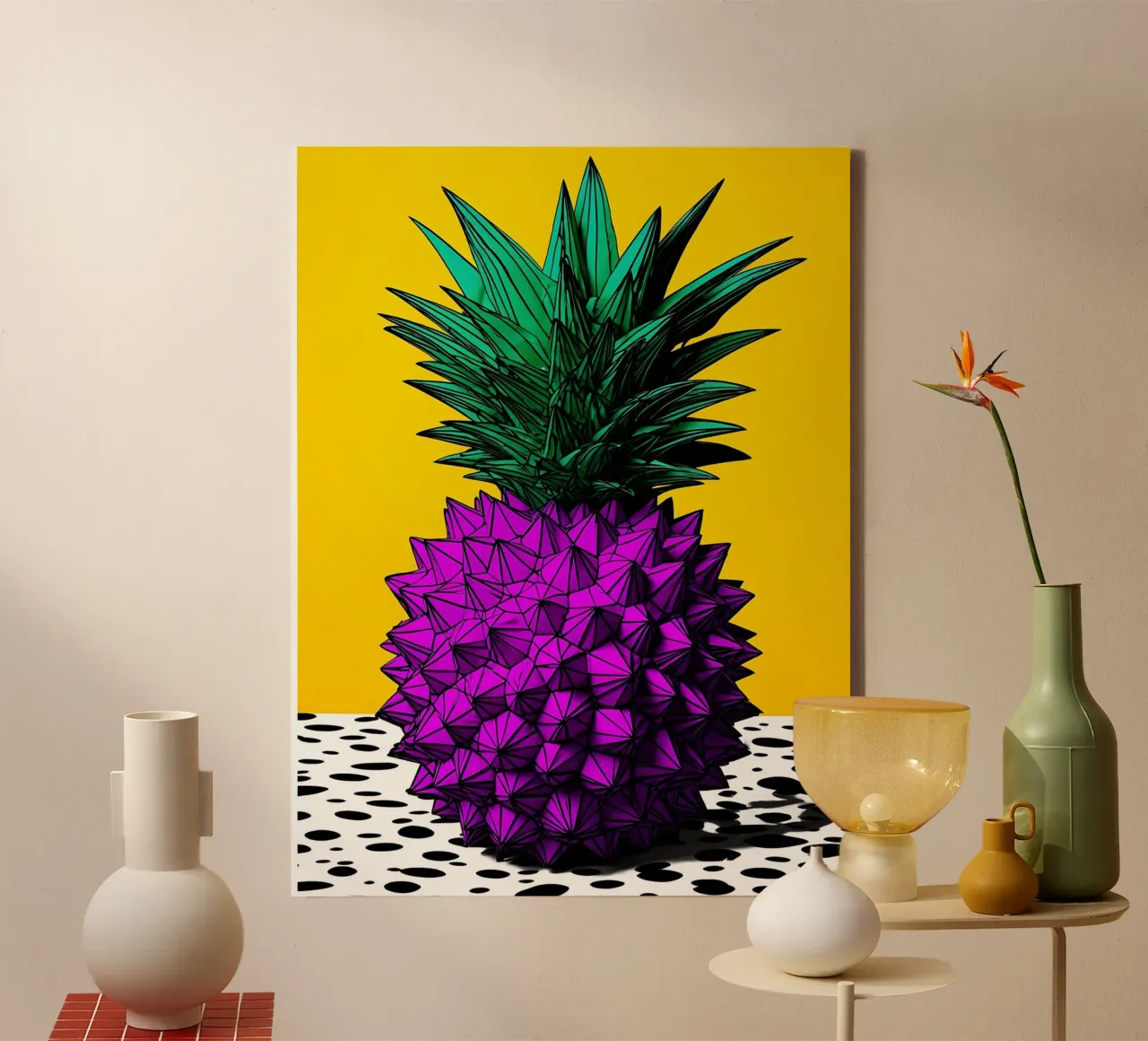 Ananas - Pop Art canvas met Baklijst van ColorCrash Gallery
