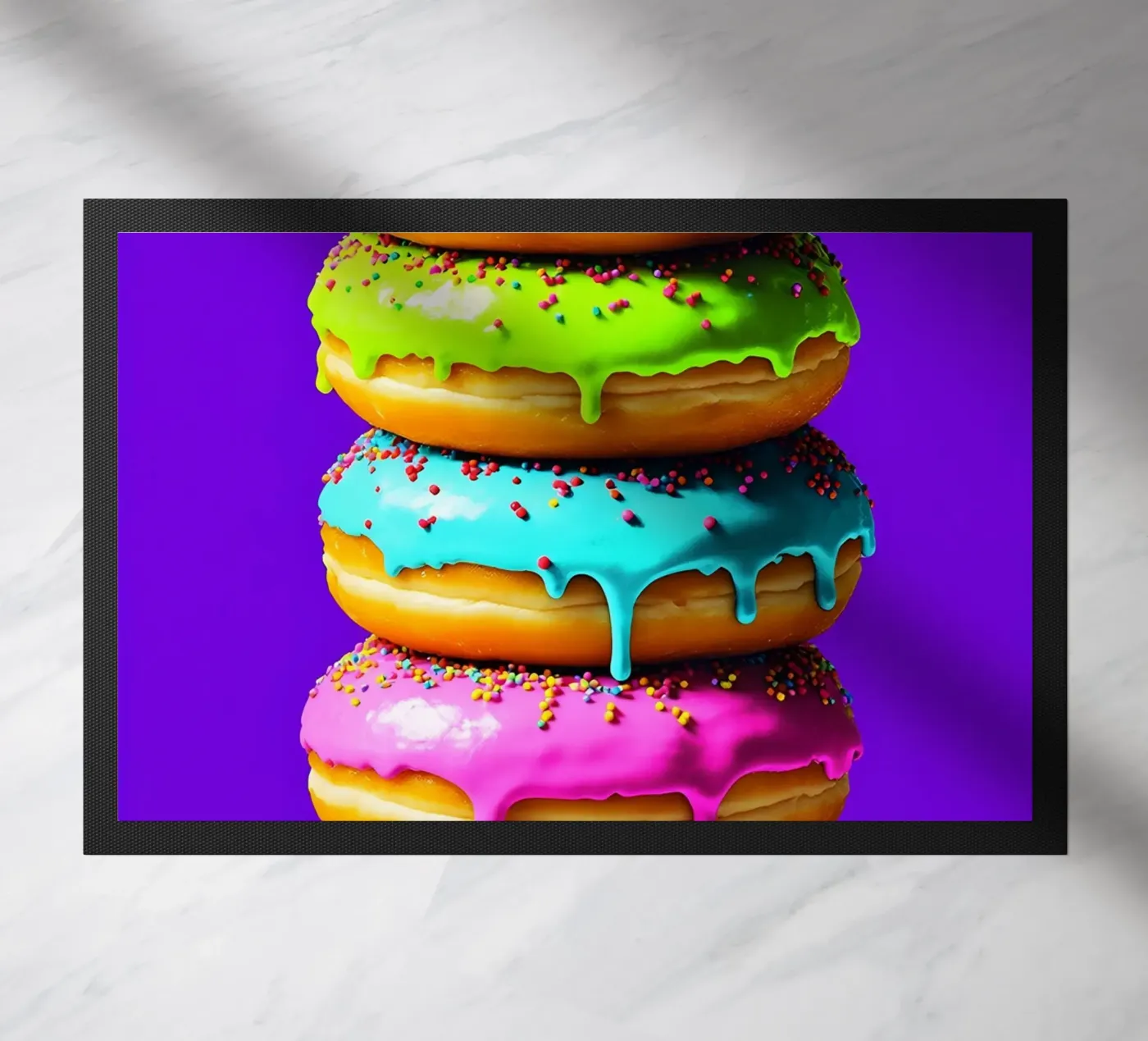 Donuts Stack - Pop Art Fußmatte von ColorCrash Gallery
