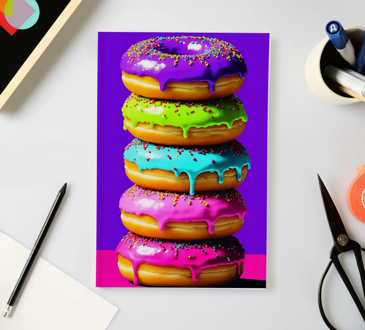 Donuts Stack - Pop Art Notizbuch von ColorCrash Gallery