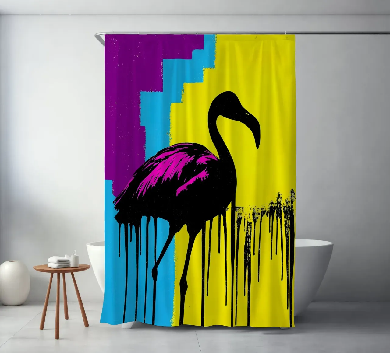 Flamingo Dripping - Pop Art Duschvorhang von ColorCrash Gallery