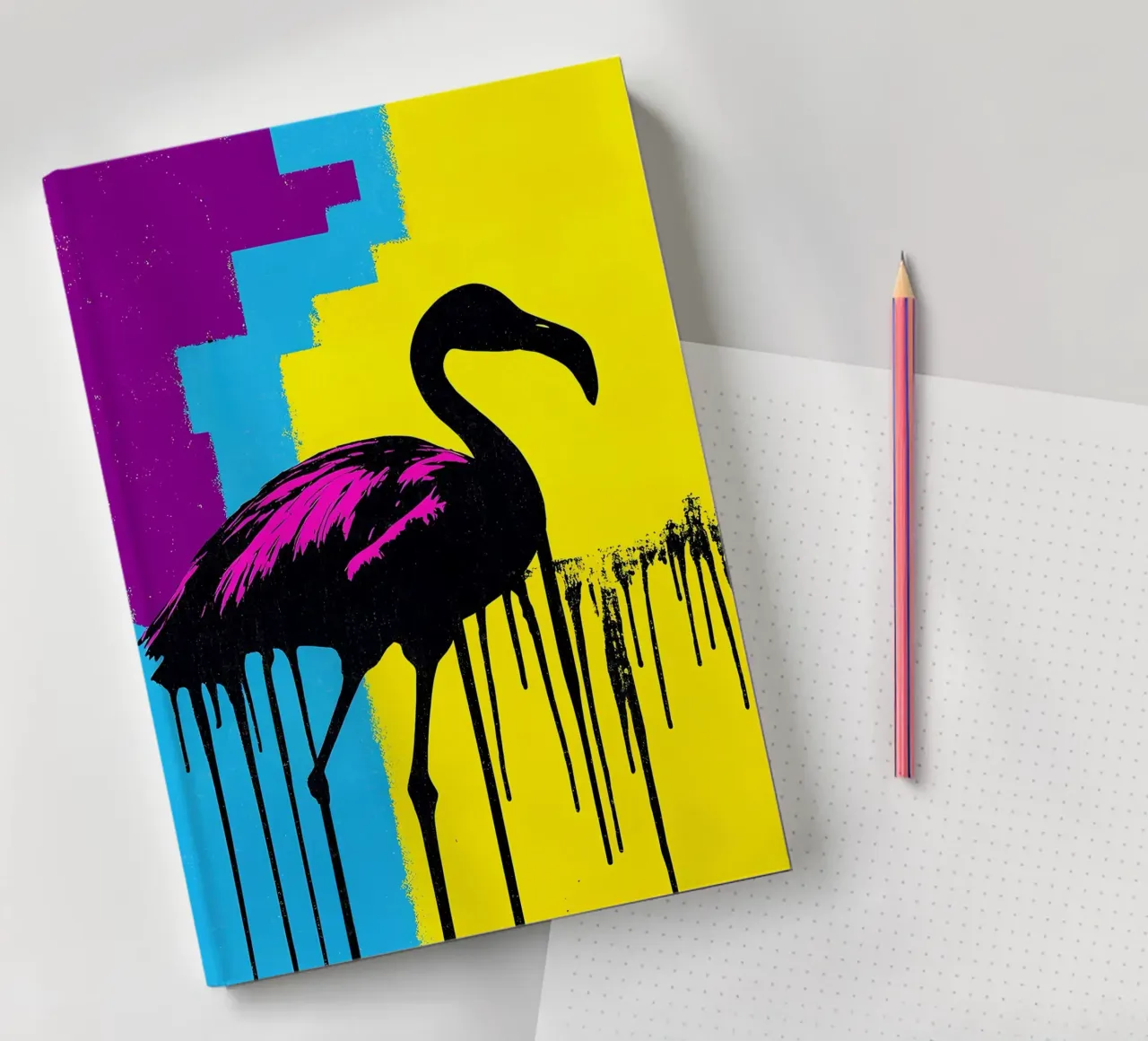 Flamingo Dripping - Pop Art notebook by ColorCrash Gallery