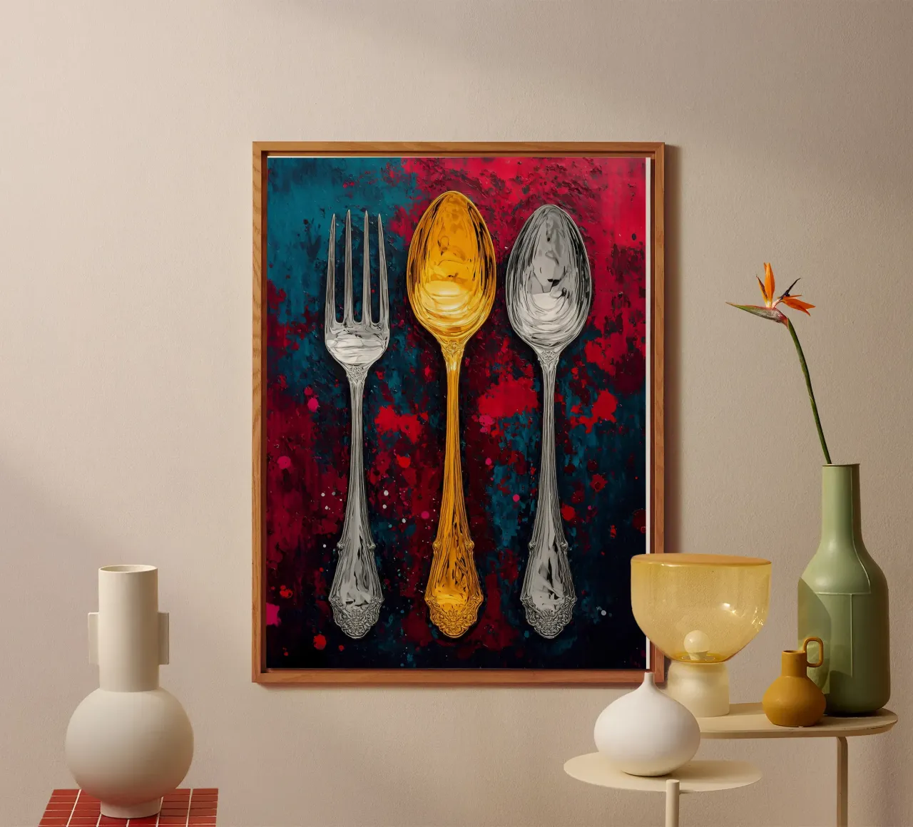 Forchetta e cucchiaio - Pop Art alluminio dibond da ColorCrash Gallery
