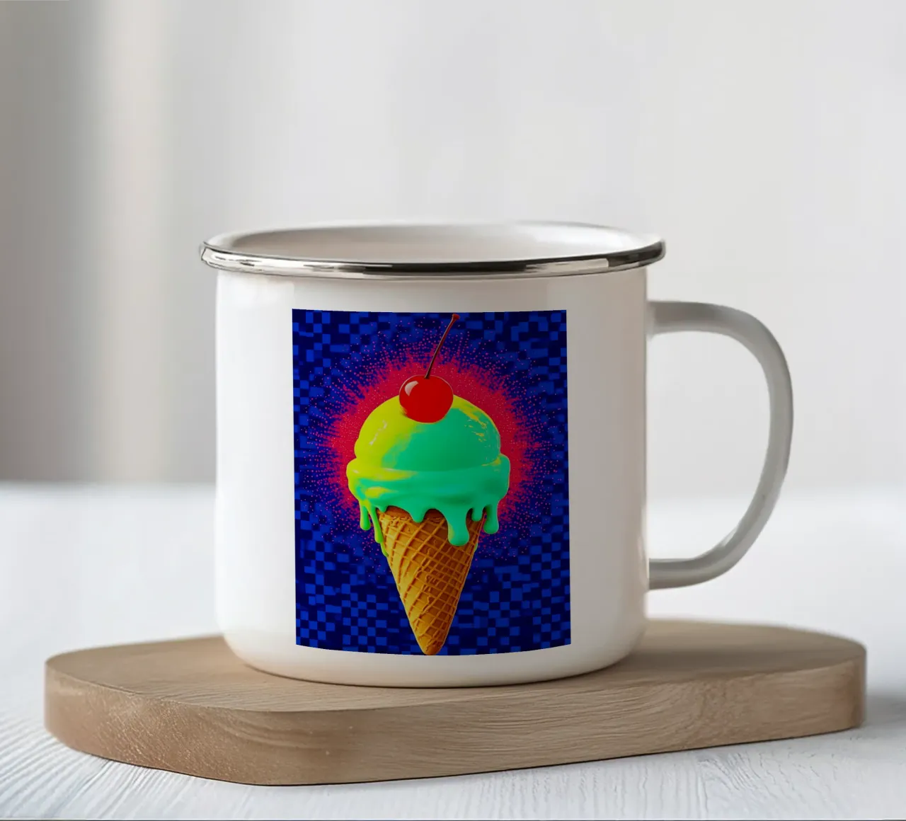 Ice Cream Cone - Pop Art enamel mug by ColorCrash Gallery