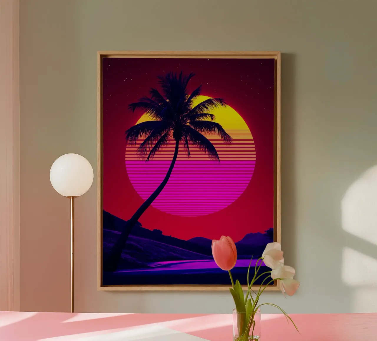 Tramonto sulla spiaggia - Pop Art tela con Cornice a cassetta da ColorCrash Gallery