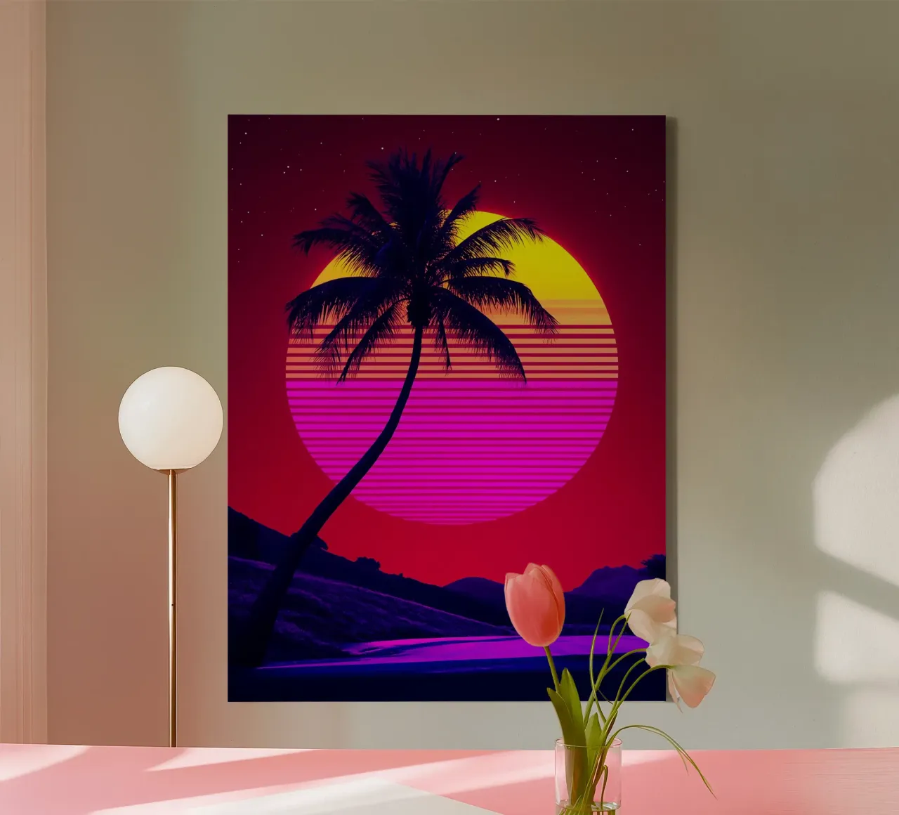 Tramonto sulla spiaggia - Pop Art tela con Cornice a cassetta da ColorCrash Gallery