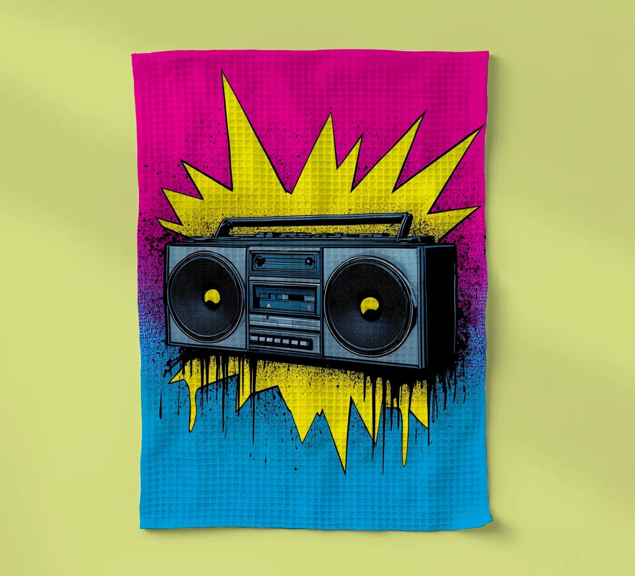 Boombox - Pop Art tea towel by ColorCrash Gallery