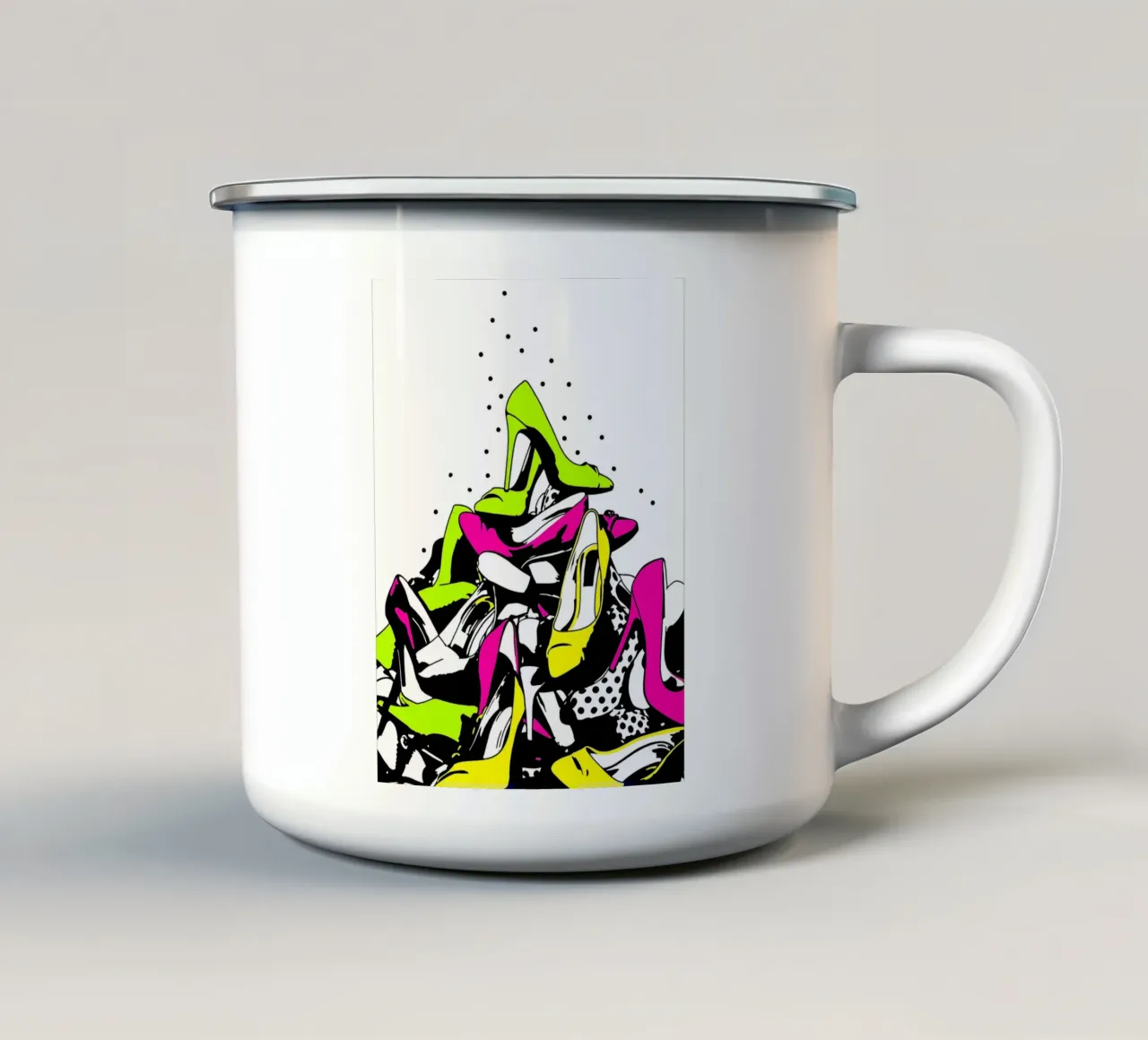 Stack Of Heels - Pop Art Emaille Tasse von ColorCrash Gallery