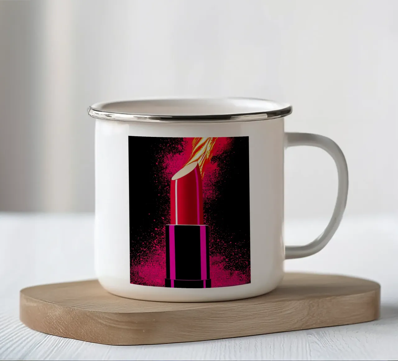 Rossetto sulla fiamma - Pop Art tazza in smalto da ColorCrash Gallery