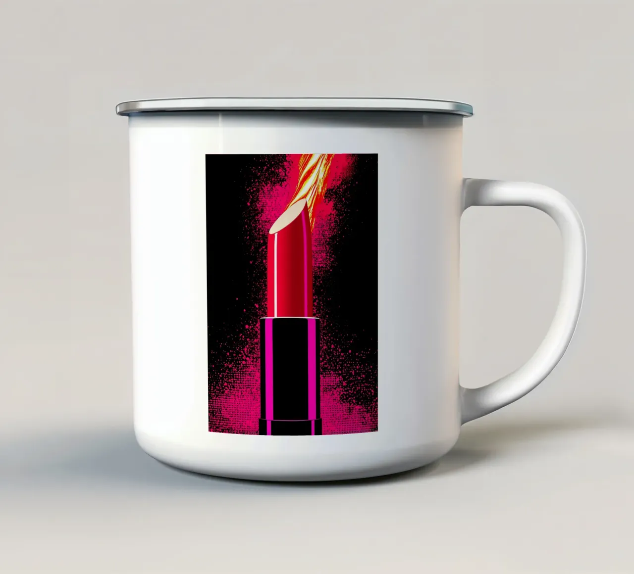 Rossetto sulla fiamma - Pop Art tazza in smalto da ColorCrash Gallery