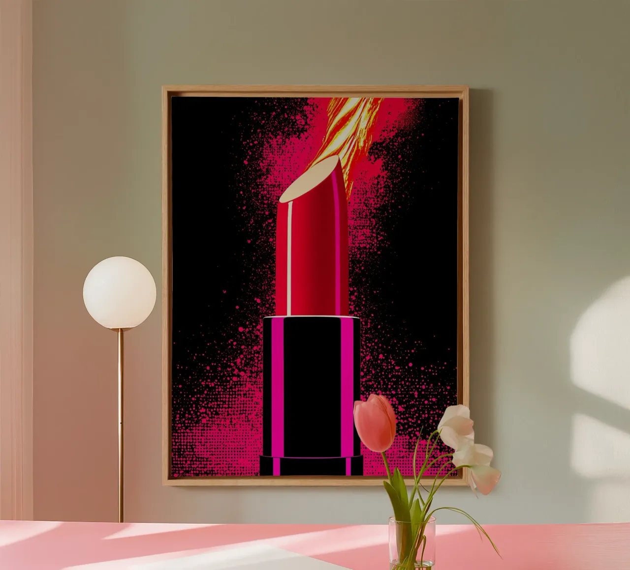 Lippenstift op de vlam - Pop Art canvas met Baklijst van ColorCrash Gallery