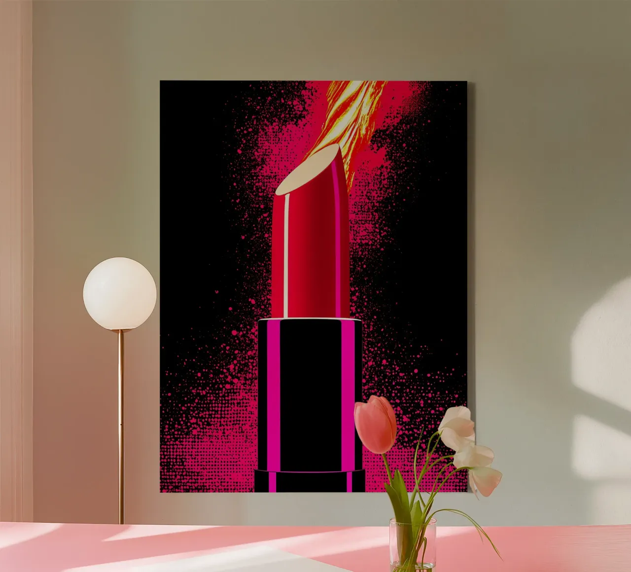 Lippenstift op de vlam - Pop Art canvas met Baklijst van ColorCrash Gallery
