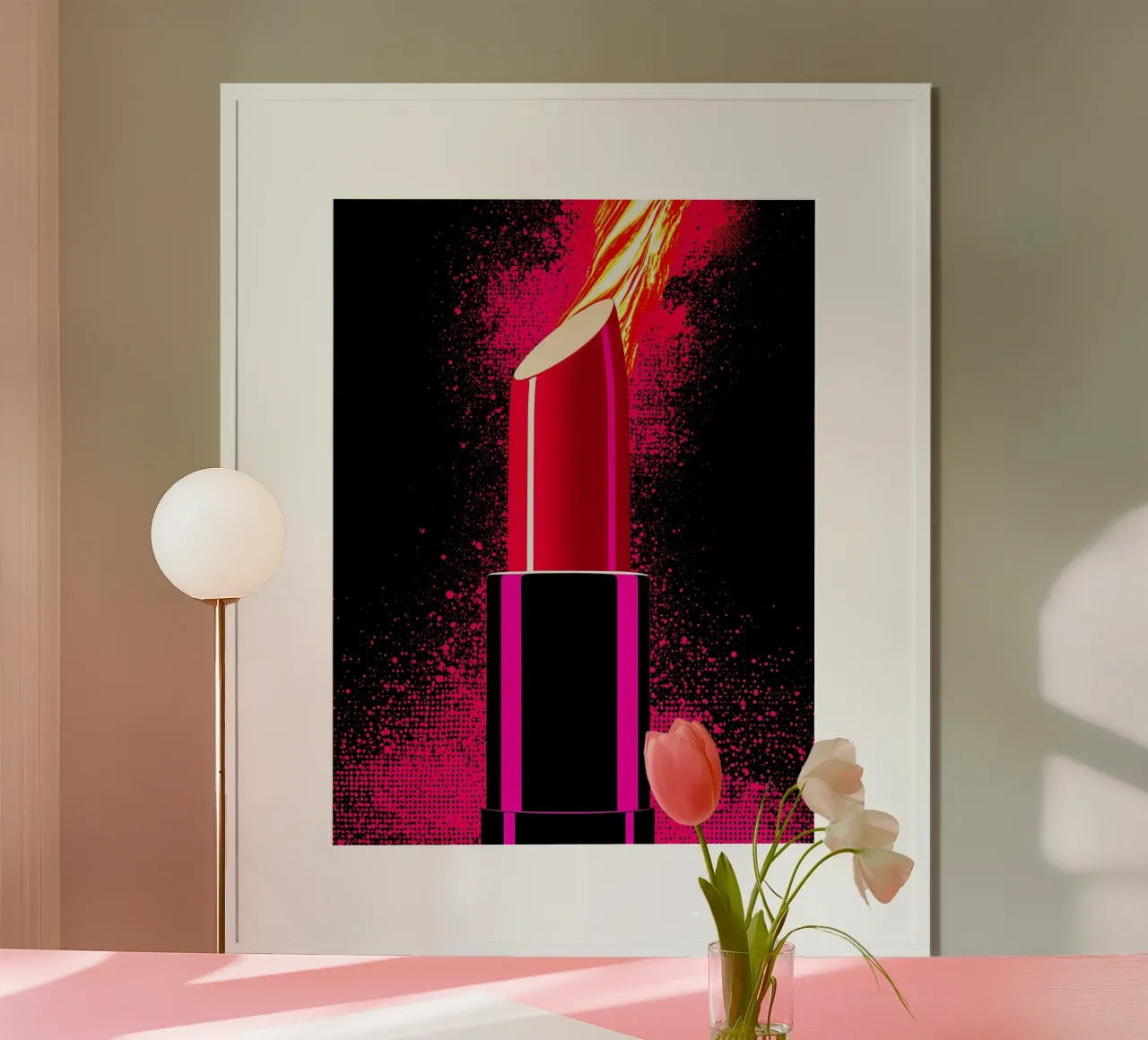 Lippenstift auf Flamme - Pop Art Hahnemühle von ColorCrash Gallery