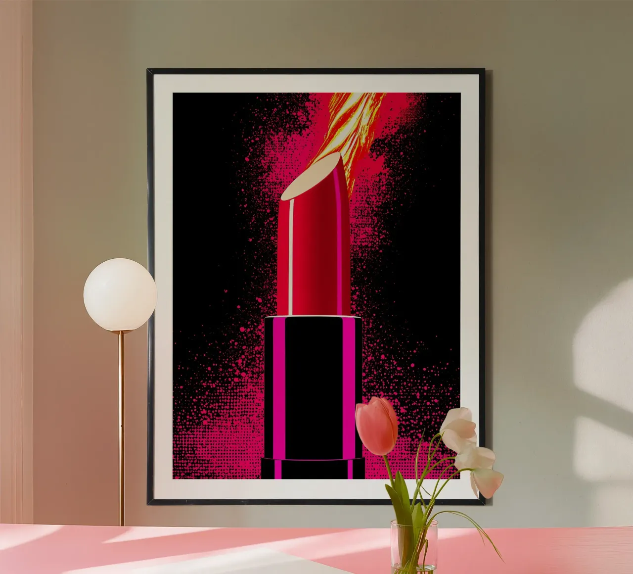 Lippenstift auf Flamme - Pop Art Hahnemühle von ColorCrash Gallery