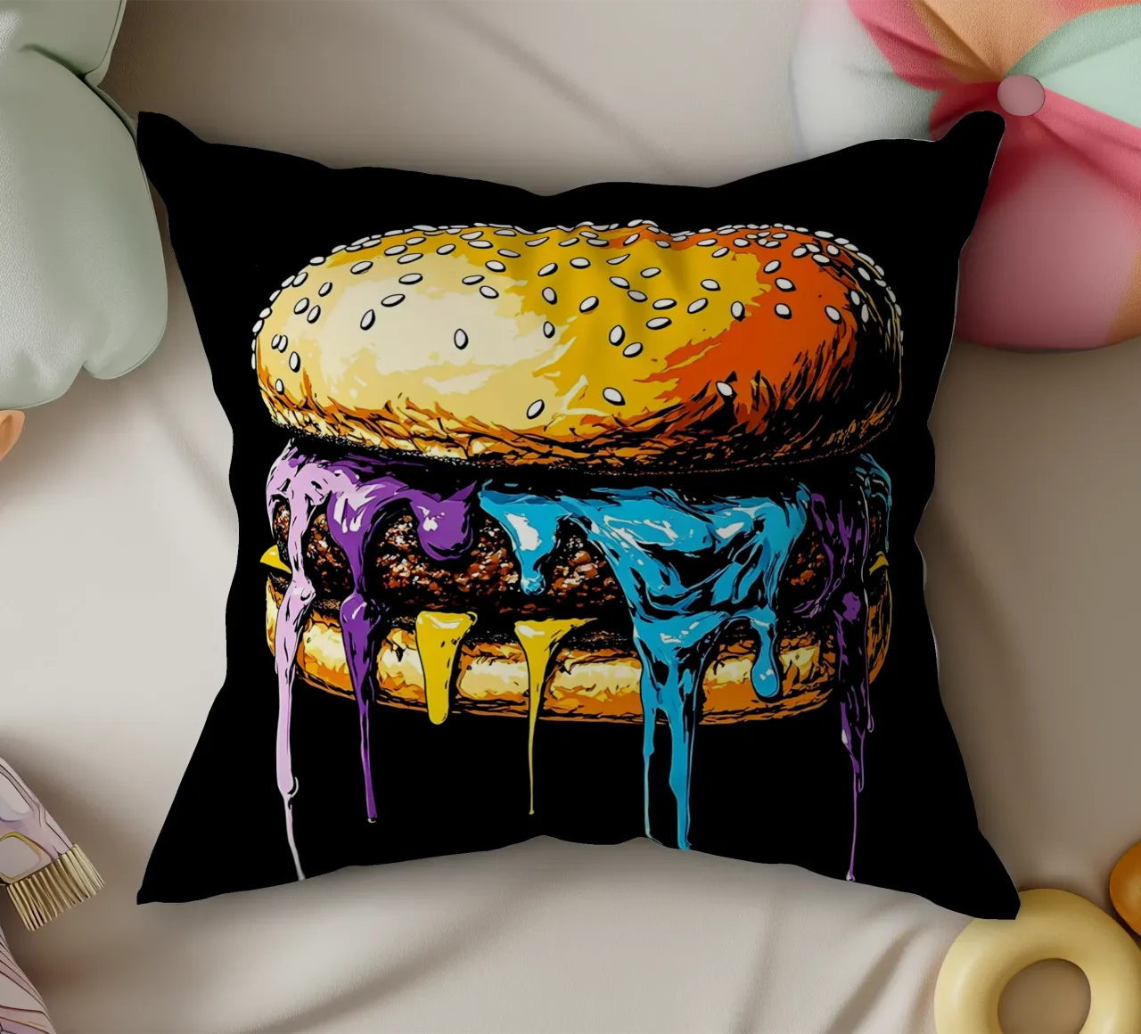 Burger in fusione - Pop Art cuscino da ColorCrash Gallery