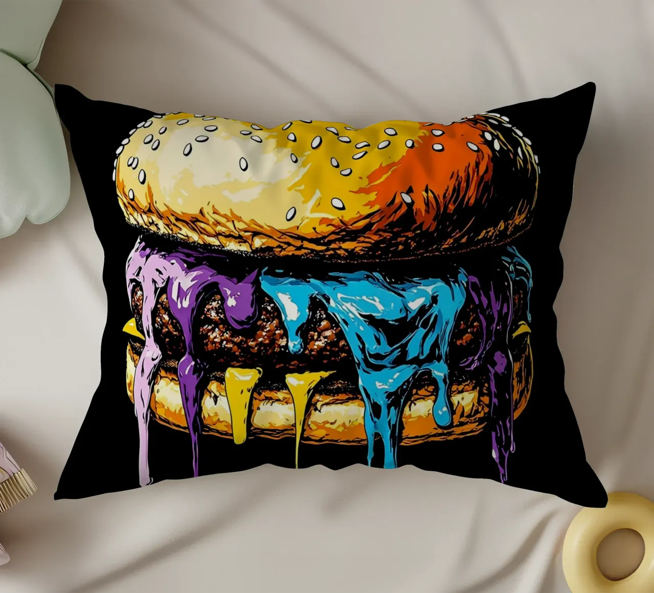 Burger in fusione - Pop Art cuscino da ColorCrash Gallery