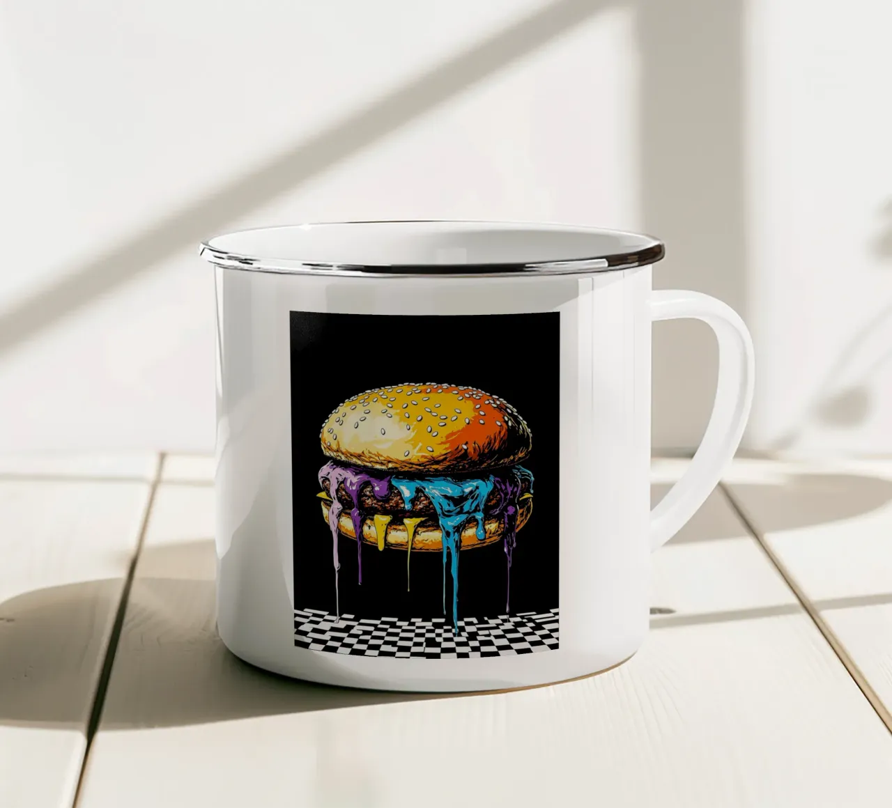 Burger in fusione - Pop Art tazza in smalto da ColorCrash Gallery