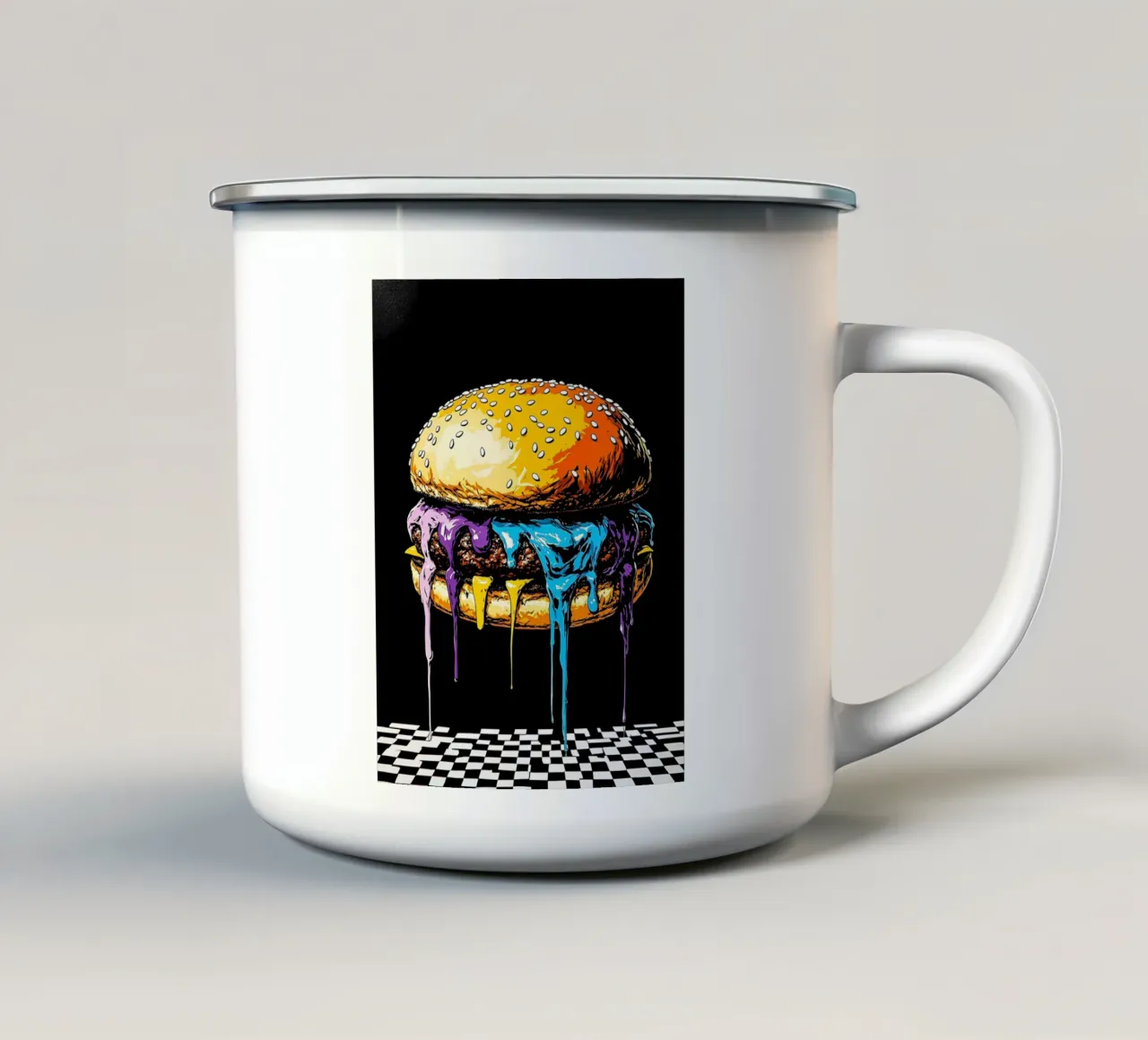 Burger in fusione - Pop Art tazza in smalto da ColorCrash Gallery