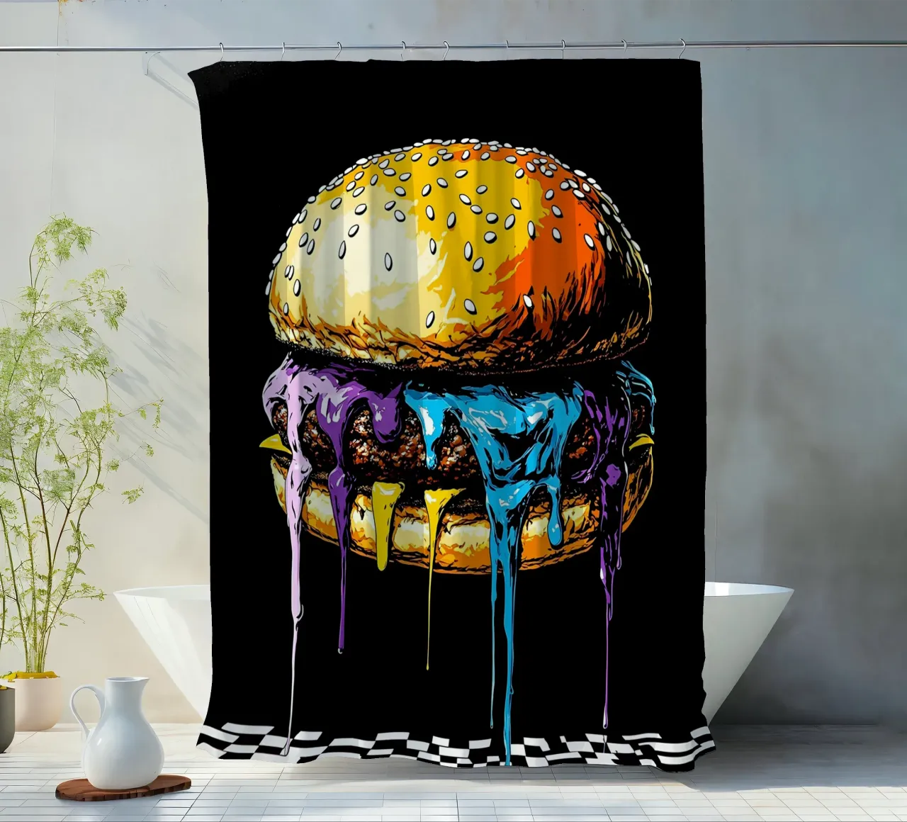 Burger in fusione - Pop Art tenda da doccia da ColorCrash Gallery
