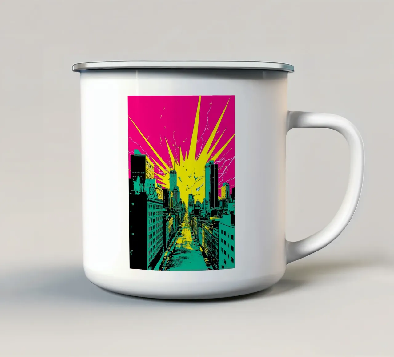 Pop In City - Pop Art tazza in smalto da ColorCrash Gallery