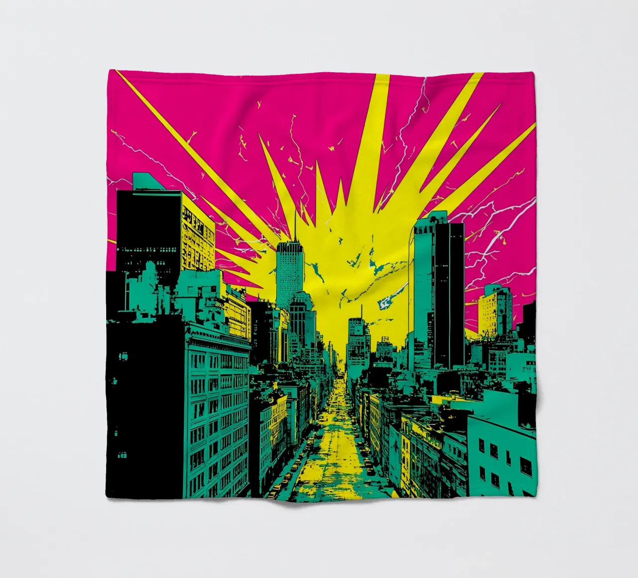 Pop In City - Pop Art coperta in pile da ColorCrash Gallery