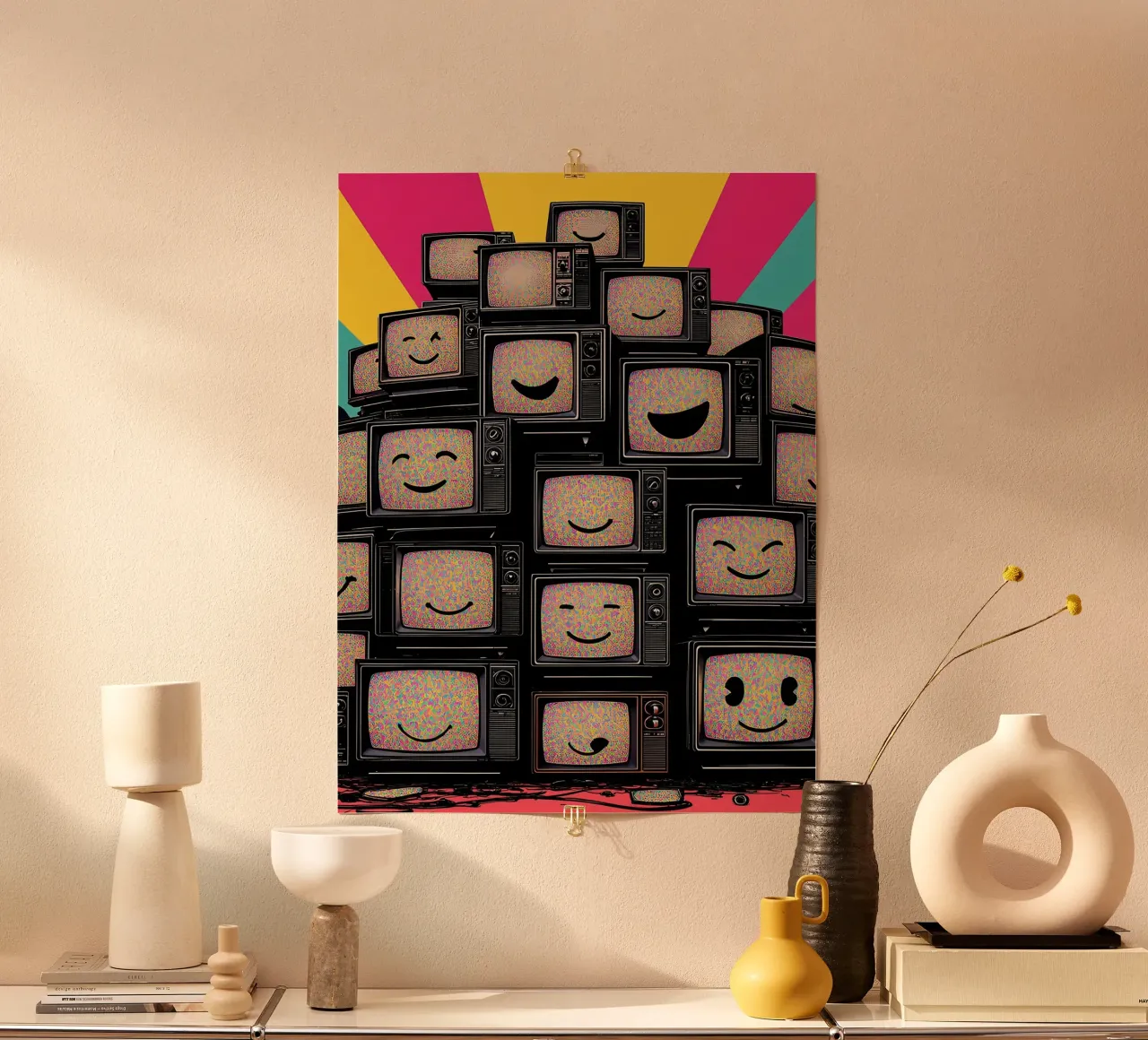 Stack Of Old Tv's - Pop Art poster by ColorCrash Gallery