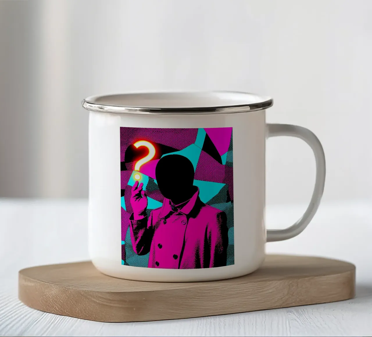 Senza volto - Pop Art tazza in smalto da ColorCrash Gallery