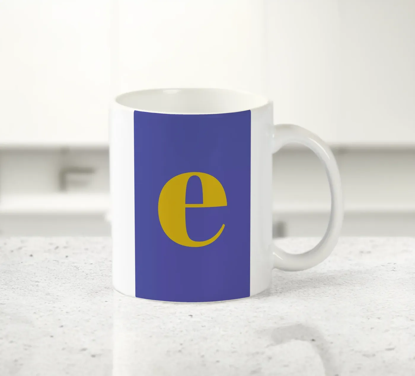 Blue Letter E ceramic mug by Studio One