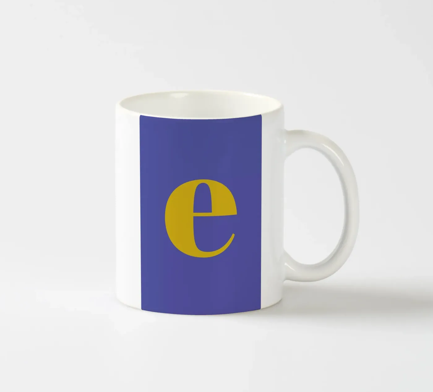 Blue Letter E ceramic mug by Studio One