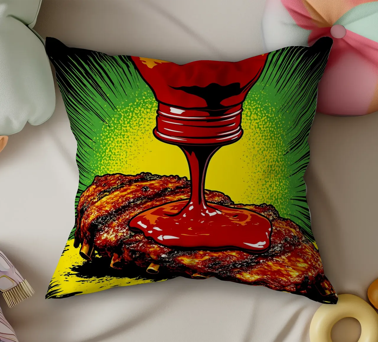 Barbecue - Pop Art cuscino da ColorCrash Gallery