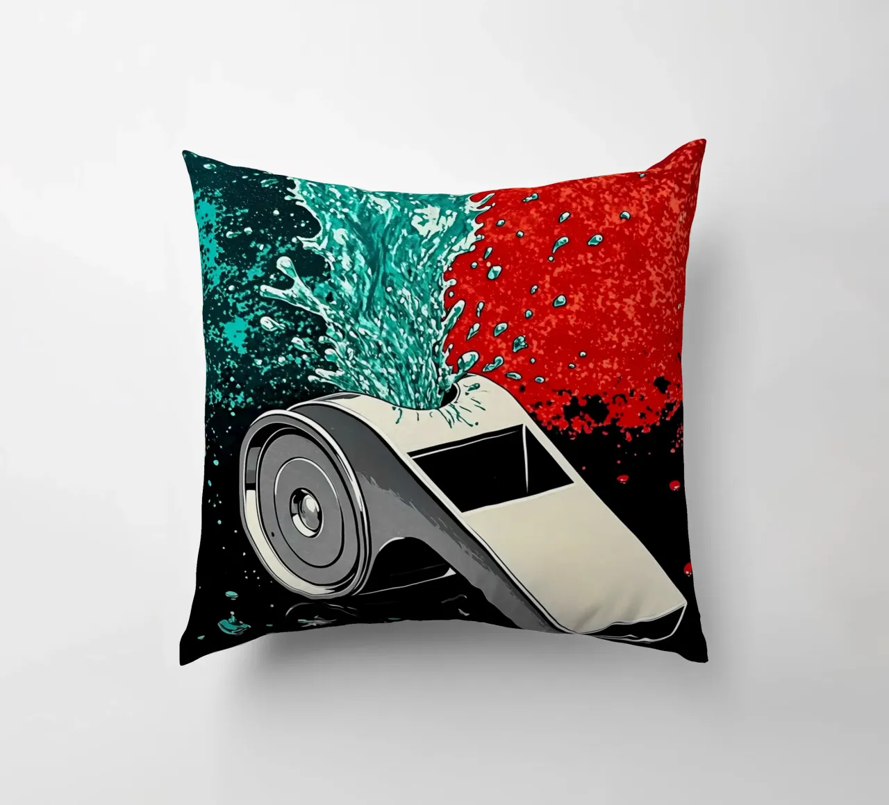 Schizzi di fischietto - Pop Art cuscino da ColorCrash Gallery