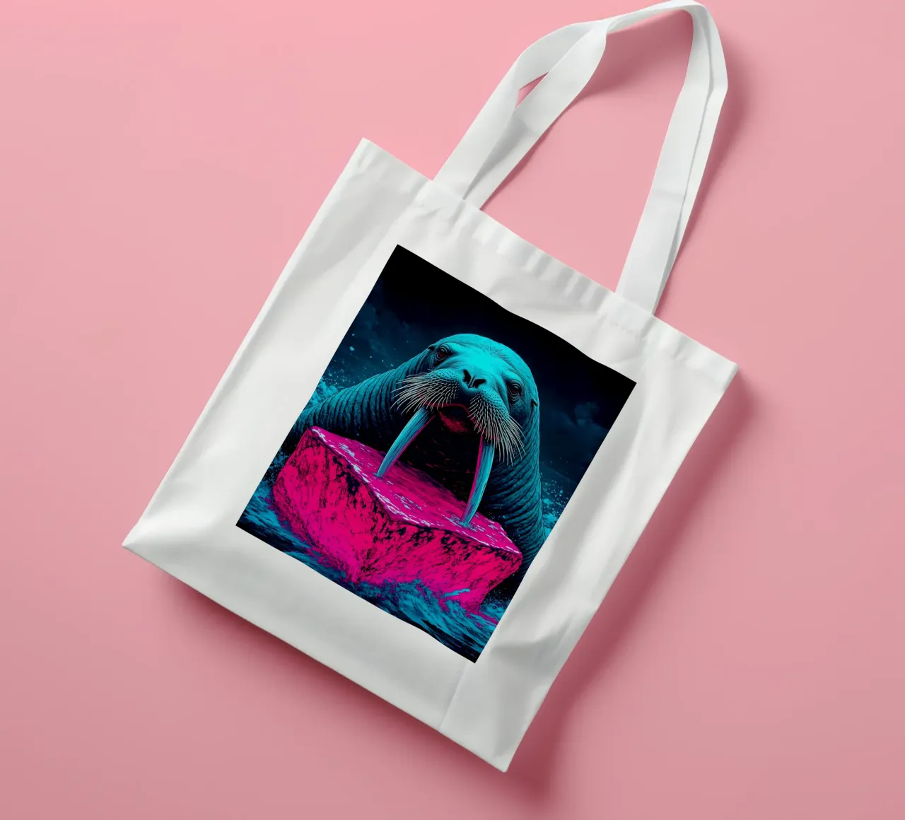 Tricheco - Pop Art borsa in juta da ColorCrash Gallery