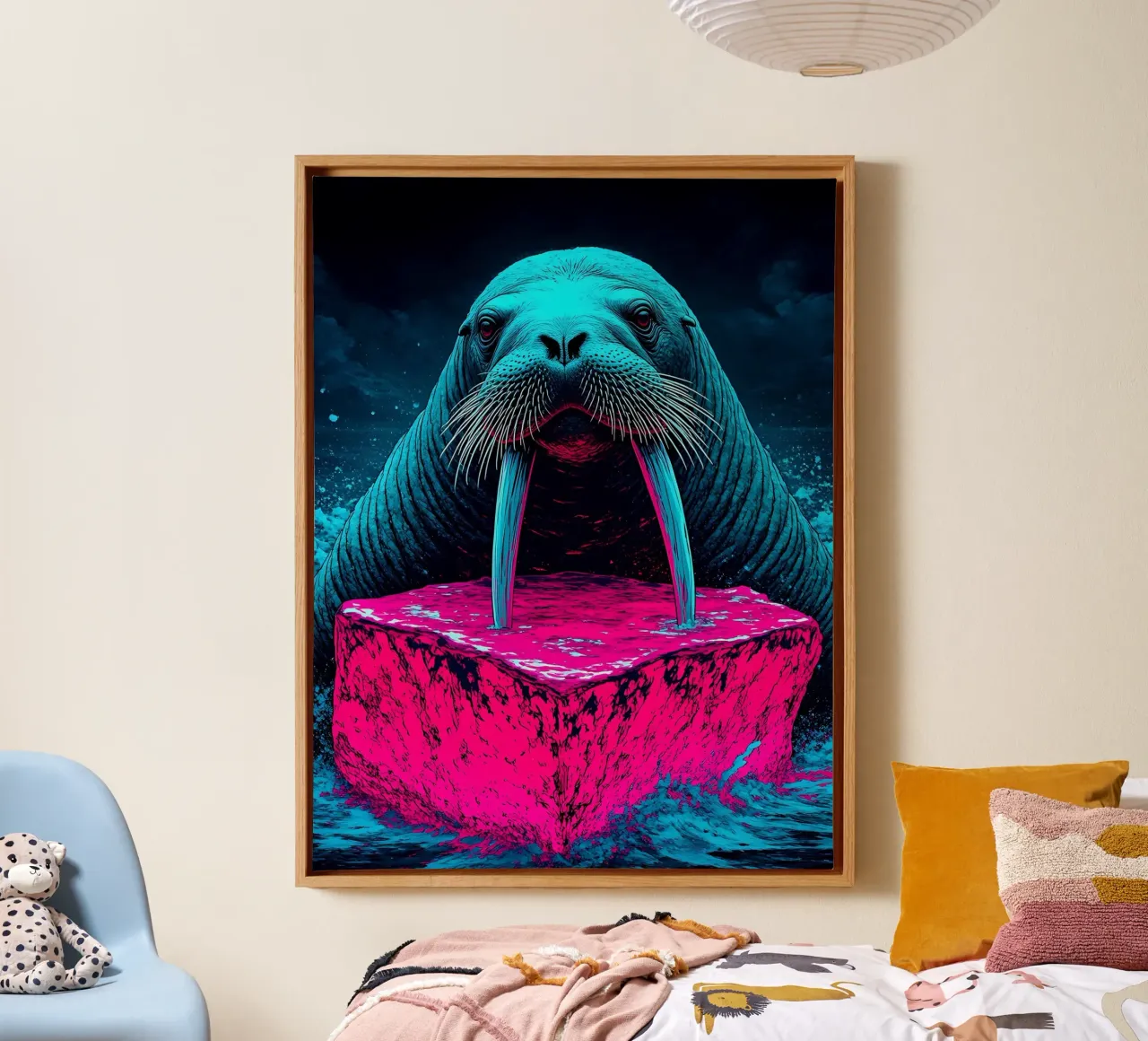 Tricheco - Pop Art tela con Cornice a cassetta da ColorCrash Gallery