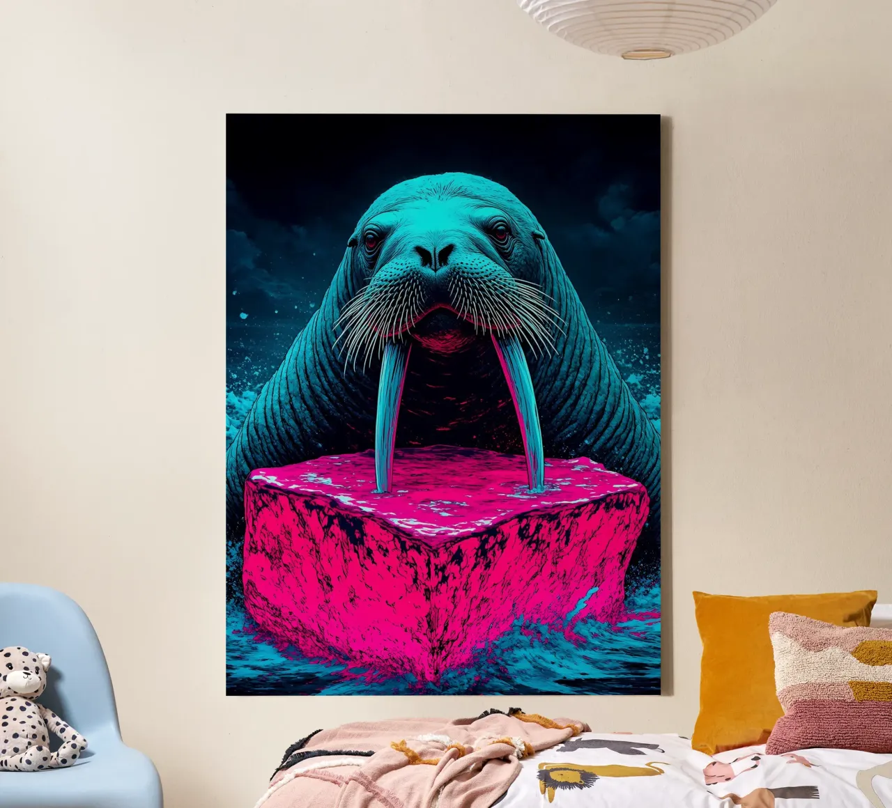 Tricheco - Pop Art tela con Cornice a cassetta da ColorCrash Gallery