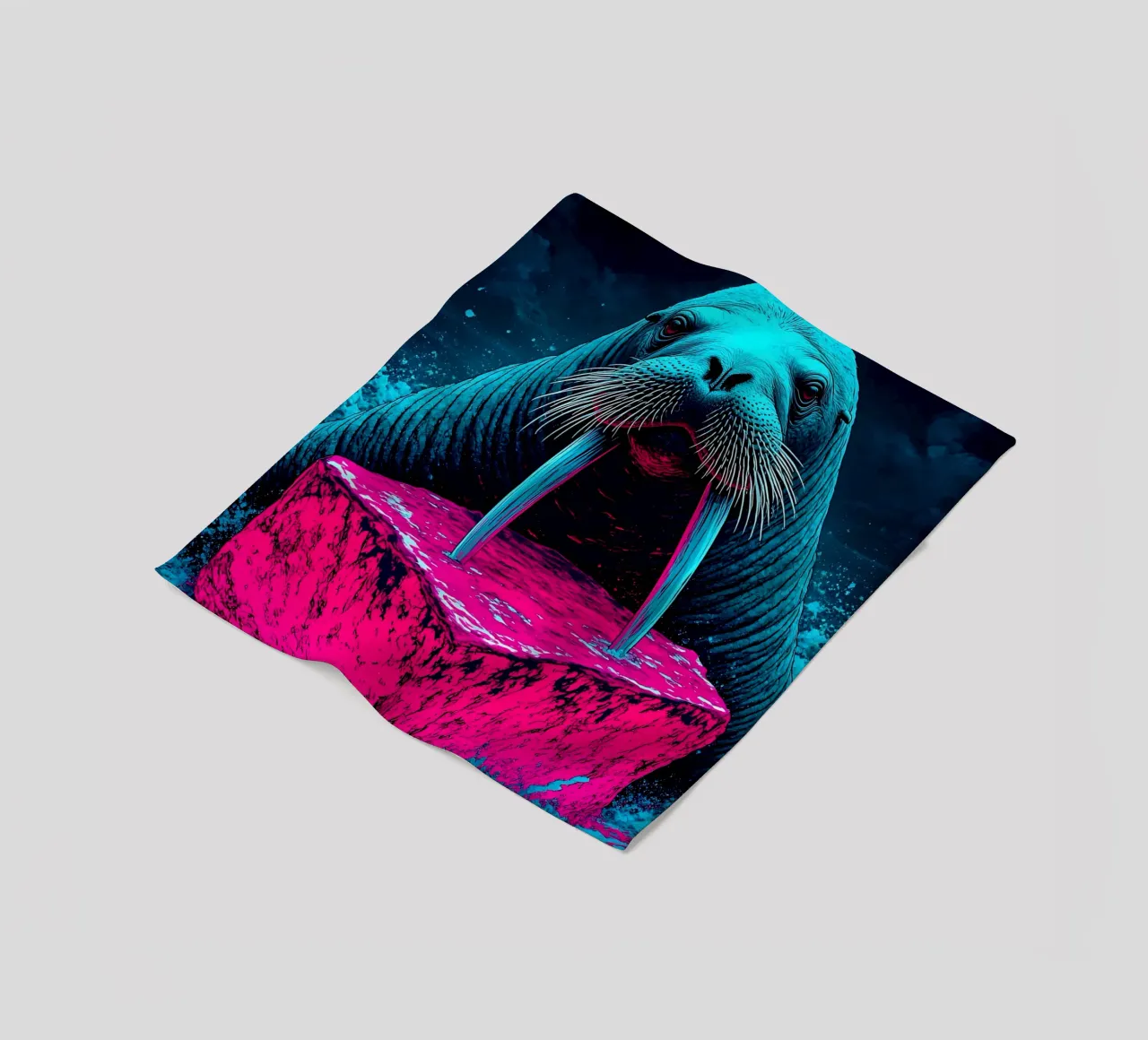 Tricheco - Pop Art coperta in pile da ColorCrash Gallery
