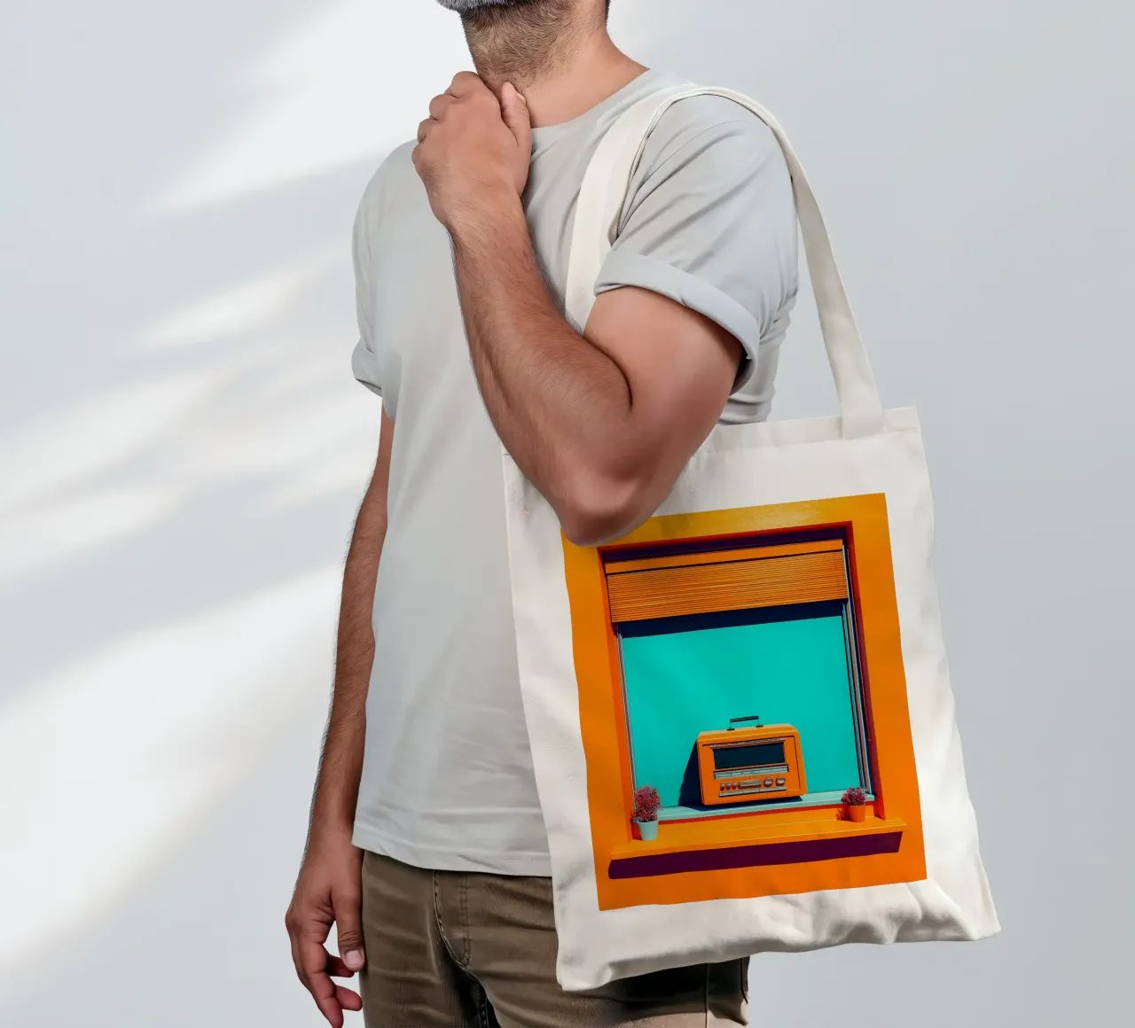Radio retrò - Pop Art borsa in juta da ColorCrash Gallery