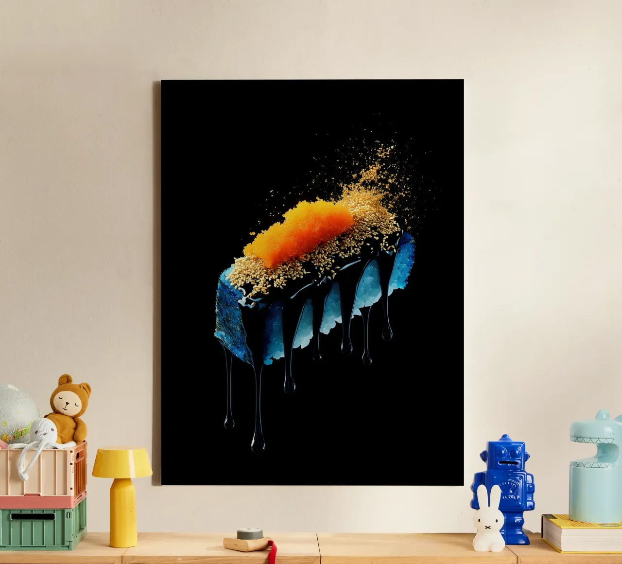 Sushi - Pop Art tela con Cornice a cassetta da ColorCrash Gallery