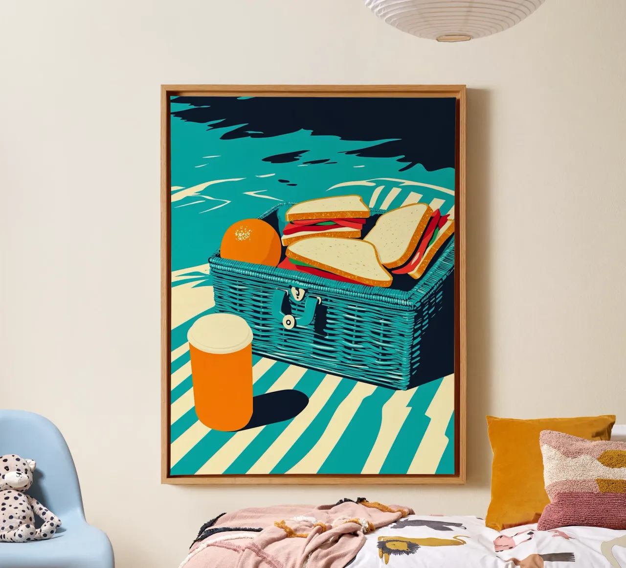 Picknickmand - Pop Art canvas met Baklijst van ColorCrash Gallery
