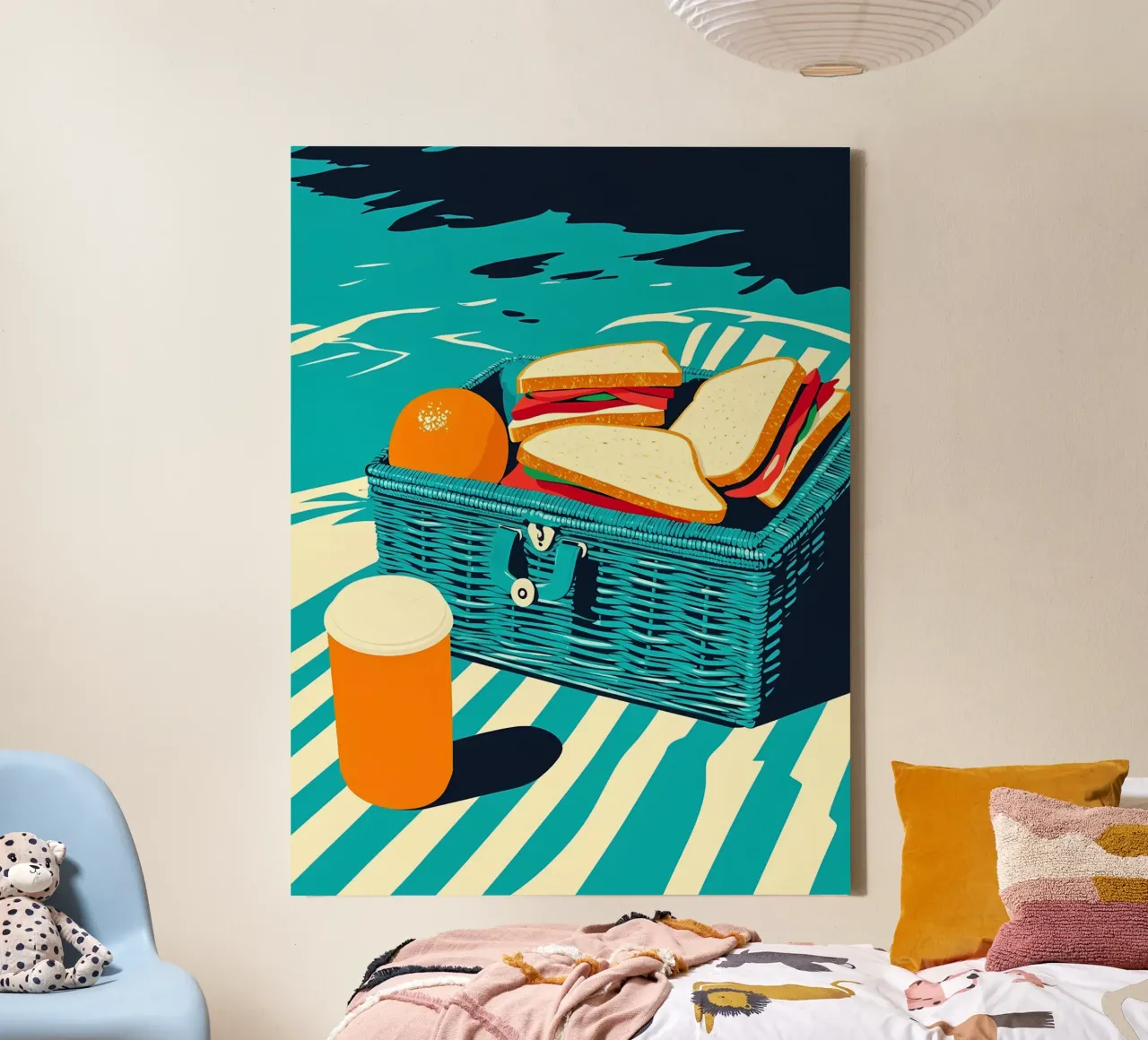 Picknickmand - Pop Art canvas met Baklijst van ColorCrash Gallery