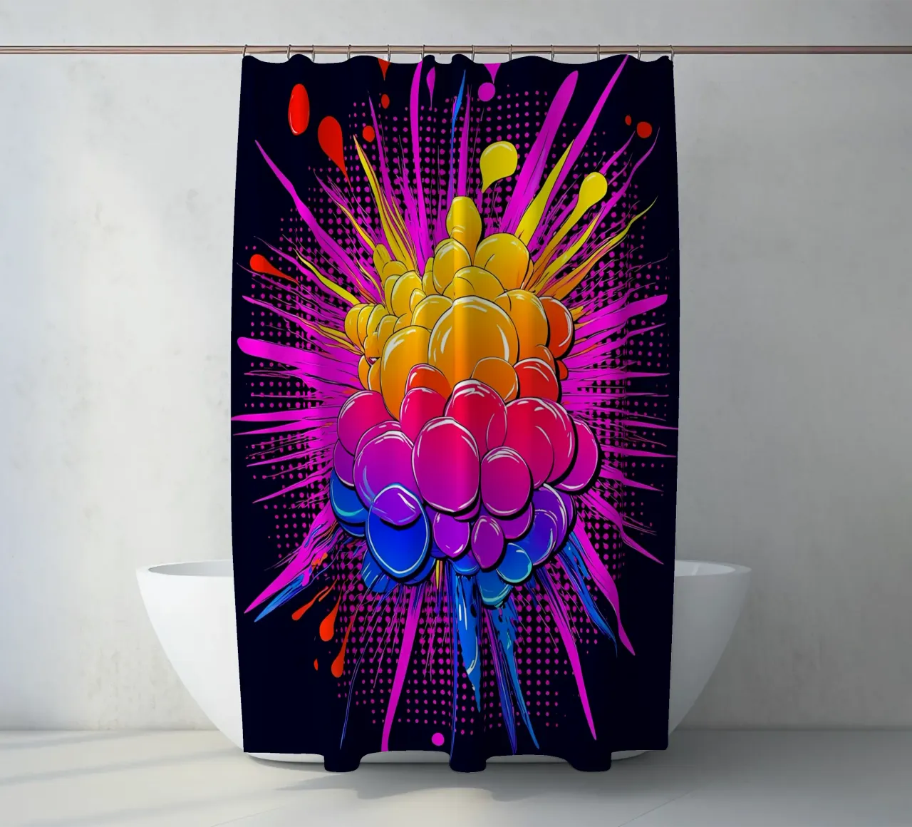 Bubble Burst - Pop Art Duschvorhang von ColorCrash Gallery