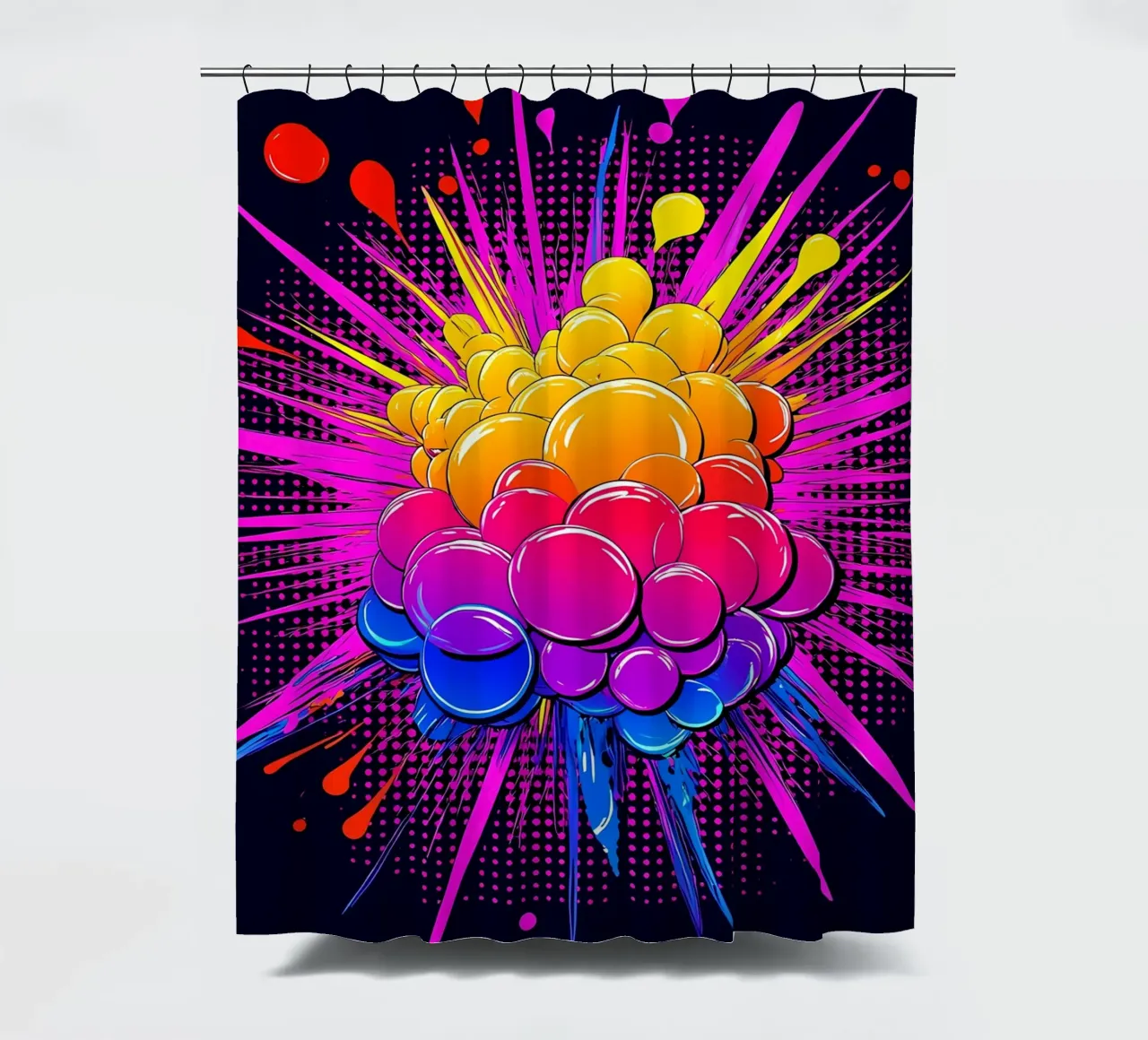 Bubble Burst - Pop Art Duschvorhang von ColorCrash Gallery